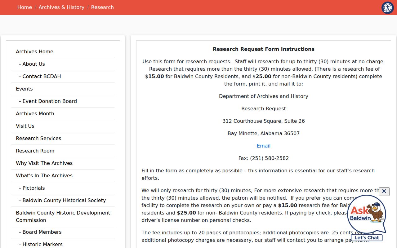 Daphne city directory follow-up through Baldwin Archives research requests