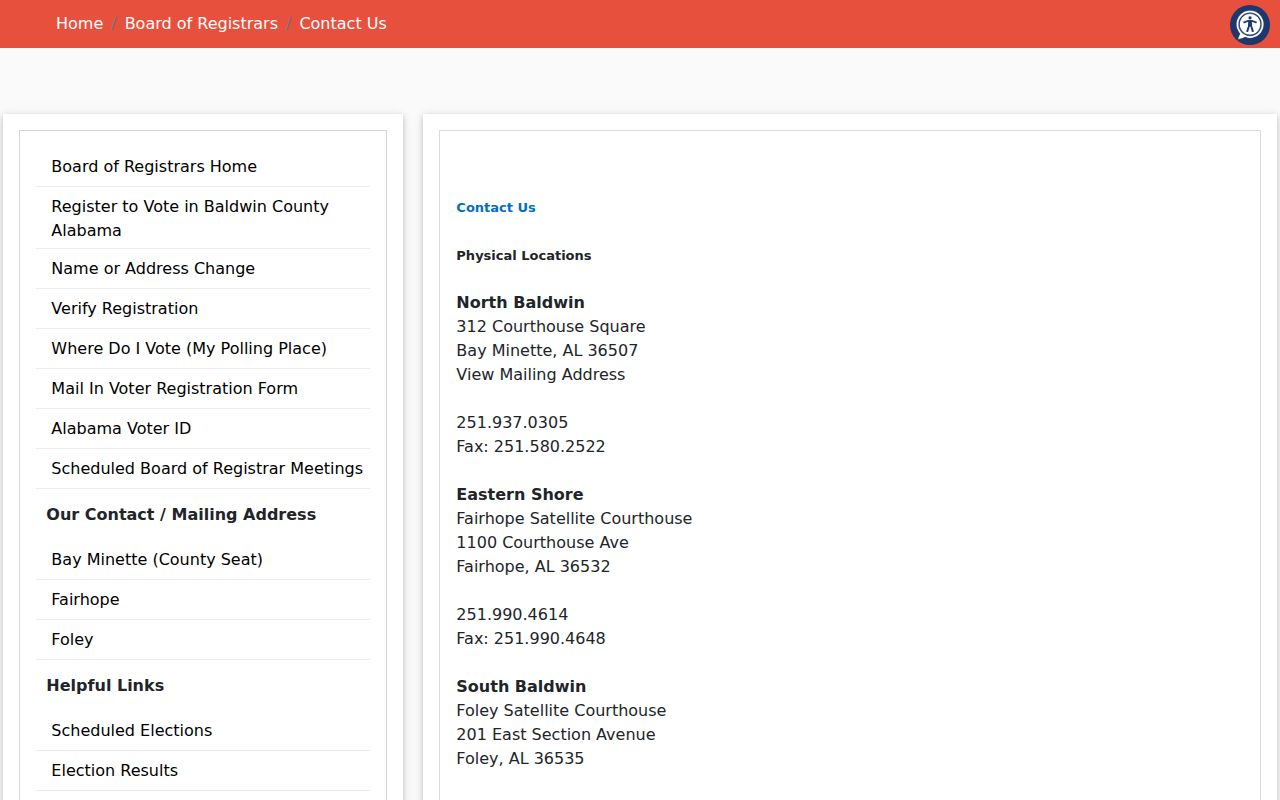 Daphne resident lookup contact options at the Baldwin Board of Registrars